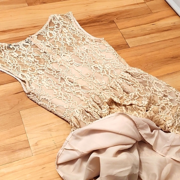 ZARA WOMAN Tan color  Lace Sleeveless Dress, Sz S - Picture 4 of 12